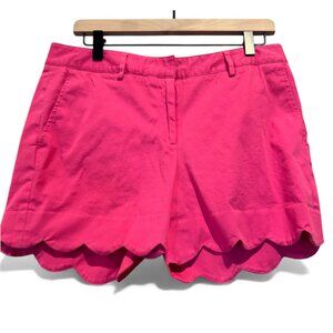 J. McLaughlin Scallop Hem Shorts 8 Hot Pink Stretch Cotton Chino